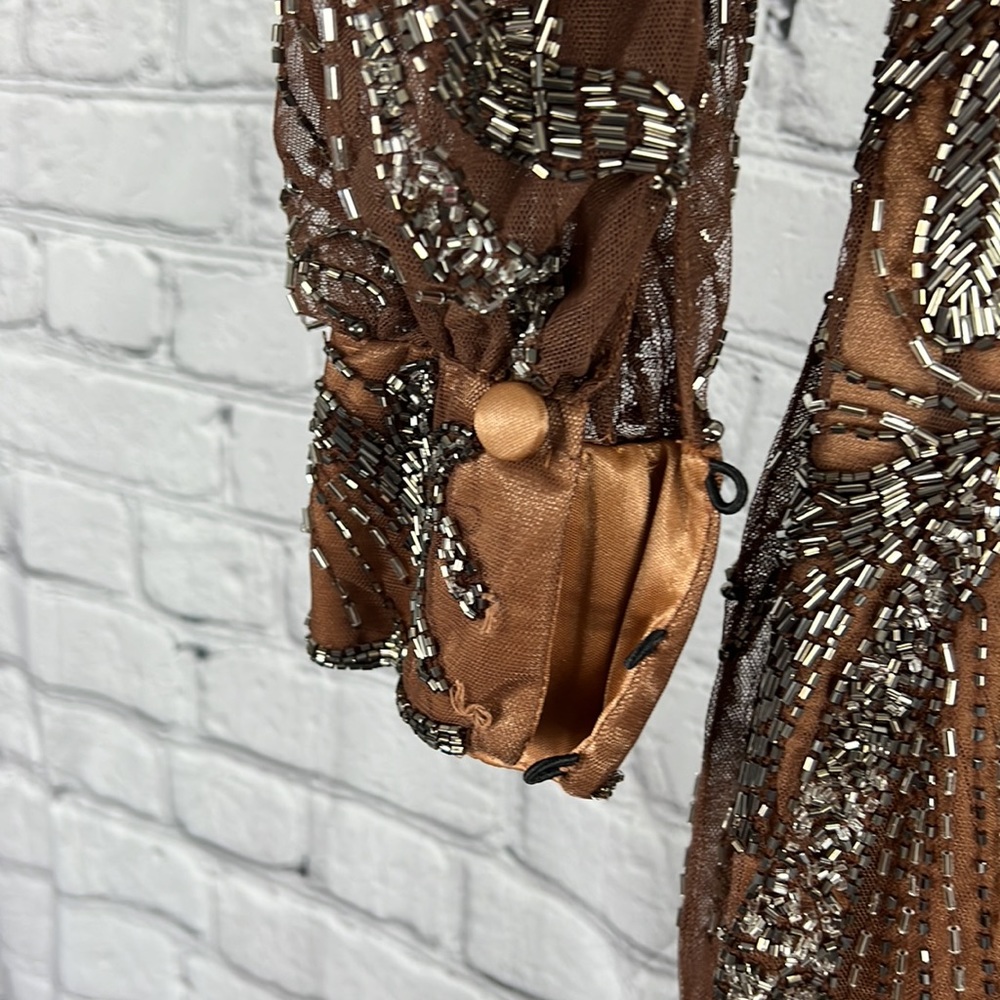 Mac Duggal Bronze Beaded Midi Dress - Picture 4 of 14